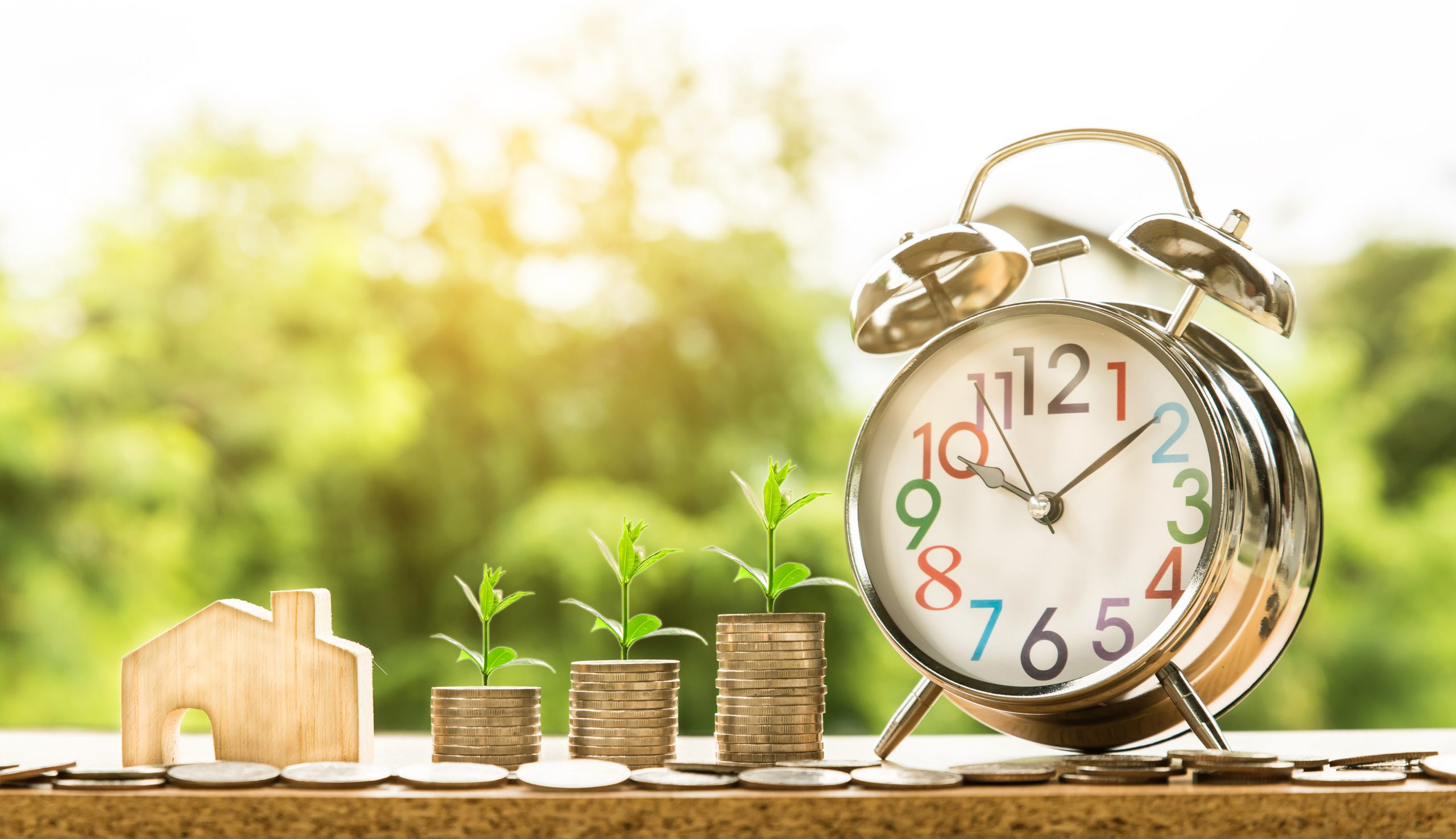 Wooden,House,Model,And,Step,Of,Coins,Stacks,With,Tree